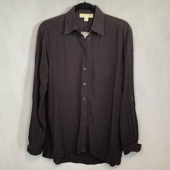 Michael Michael Kors Black Button up Swiss Tab Blouse - Picture 1 of 5
